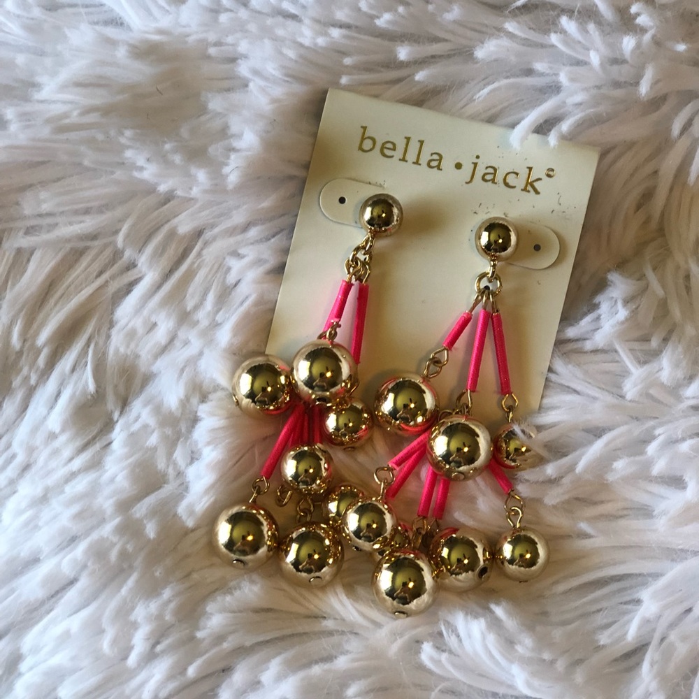 Bella Jack Pink & Gold Dangle Earrings NEW